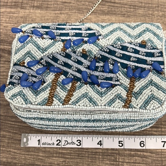 Handcrafted Beaded Elegant Beaded Umbrella ☂️ Blue Clutch Bag 💙✨ - Picture 6 of 10